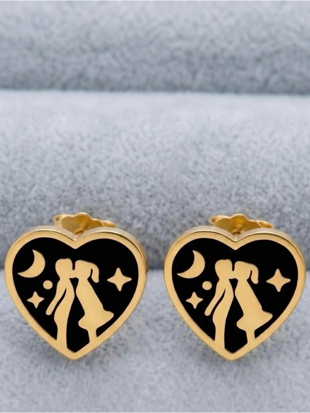 “Schoolyard Crush” Little Lovers First Kiss Puppy Love Child Romance Heart Studs